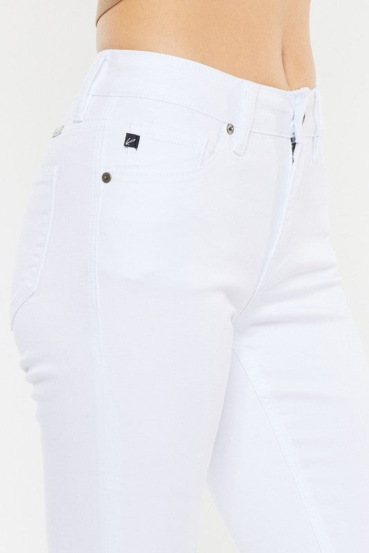MID RISE WHITE FLARE JEANS-KC6102WT-OP