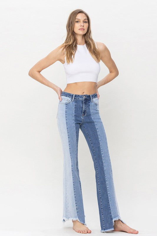 Vervet HIGH RISE RELAXED FLARE WITH UNEVEN RAW HEM
