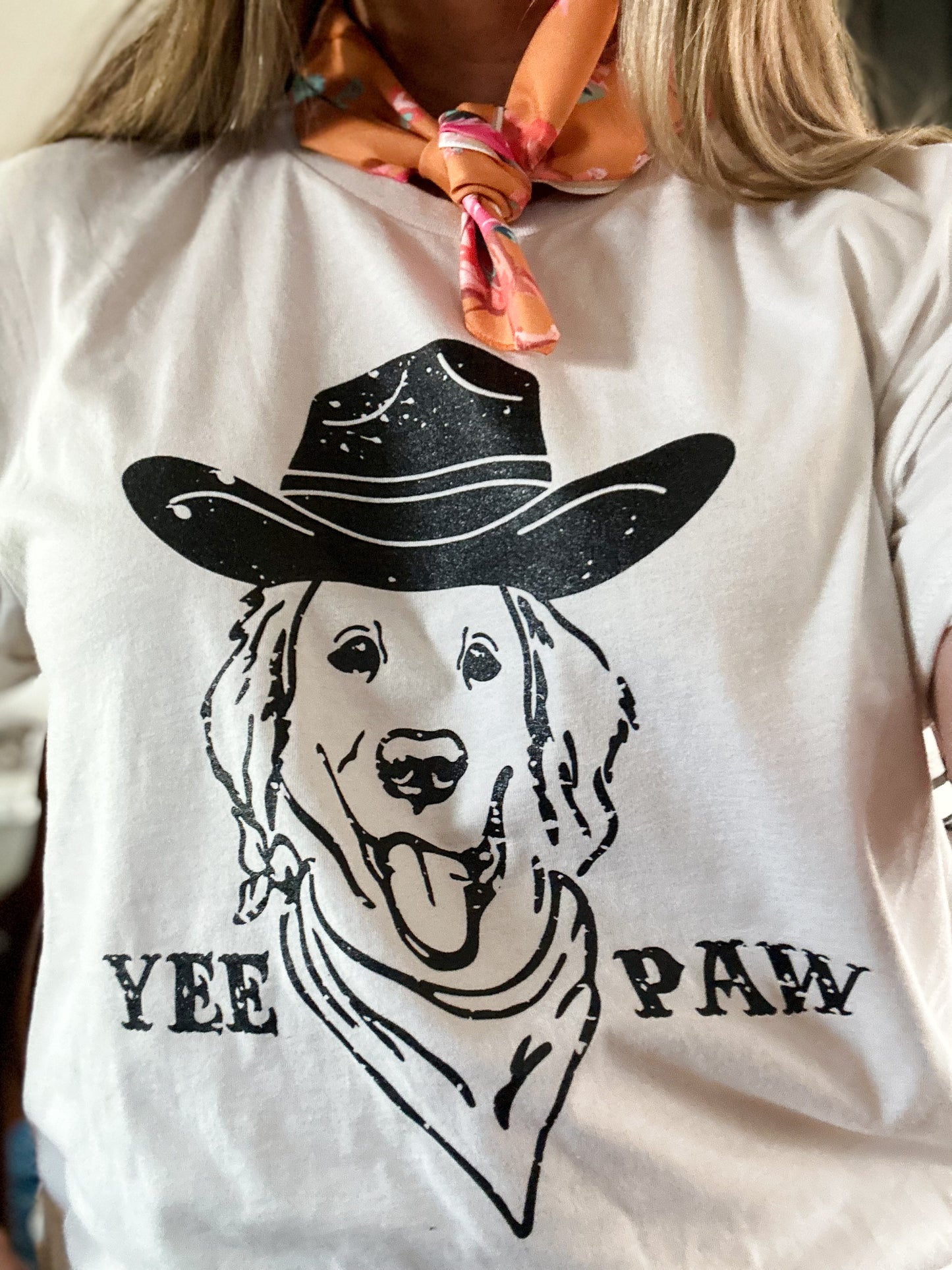 Yee Paw Western Graphic Dog Tee - Vintage White