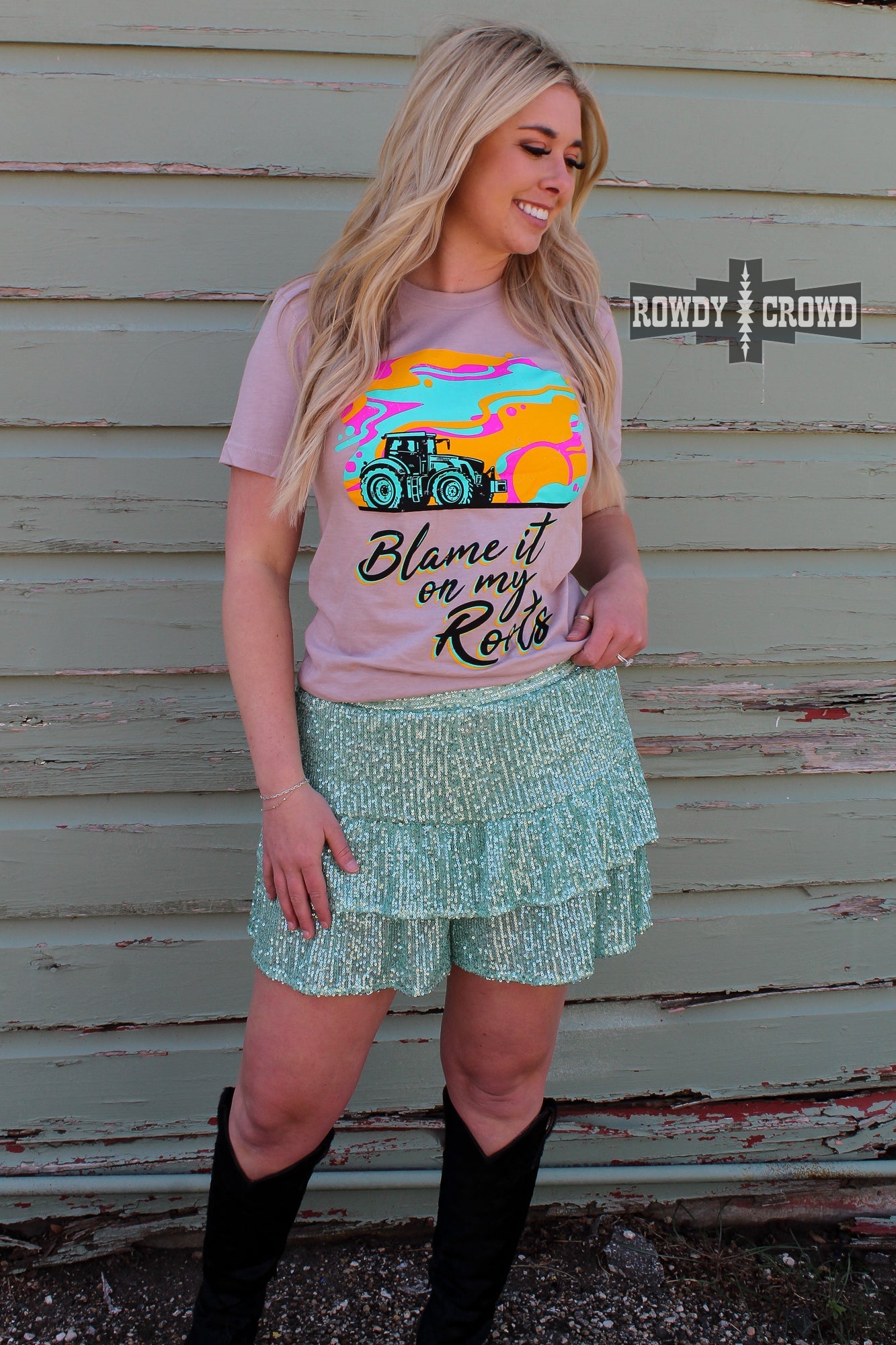 western apparel, western graphic tee, graphic western tees, wholesale clothing, western wholesale, women's western graphic tees, wholesale clothing and jewelry, western boutique clothing, western women's graphic tee, blame it on my roots tee, farming tee, women's farming tee, women's western tee, women's tractor tee