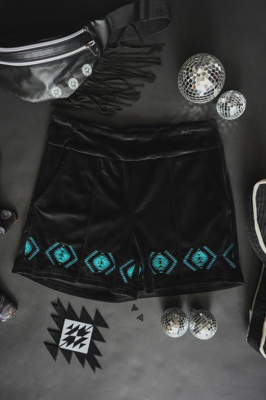 THE QUEENMANS* MIDNIGHT Embroidered Shorts
