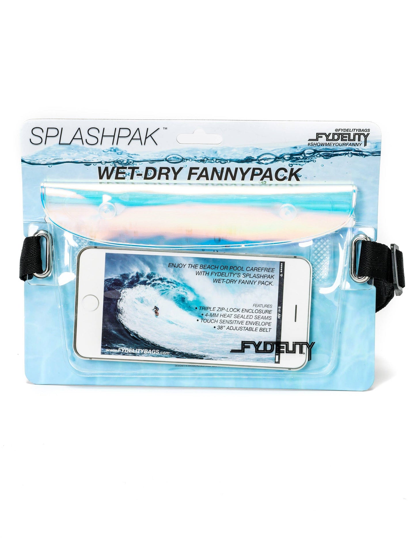 Clear Transparent with Metallic Pink SplashPak Waterproof Fanny Pack