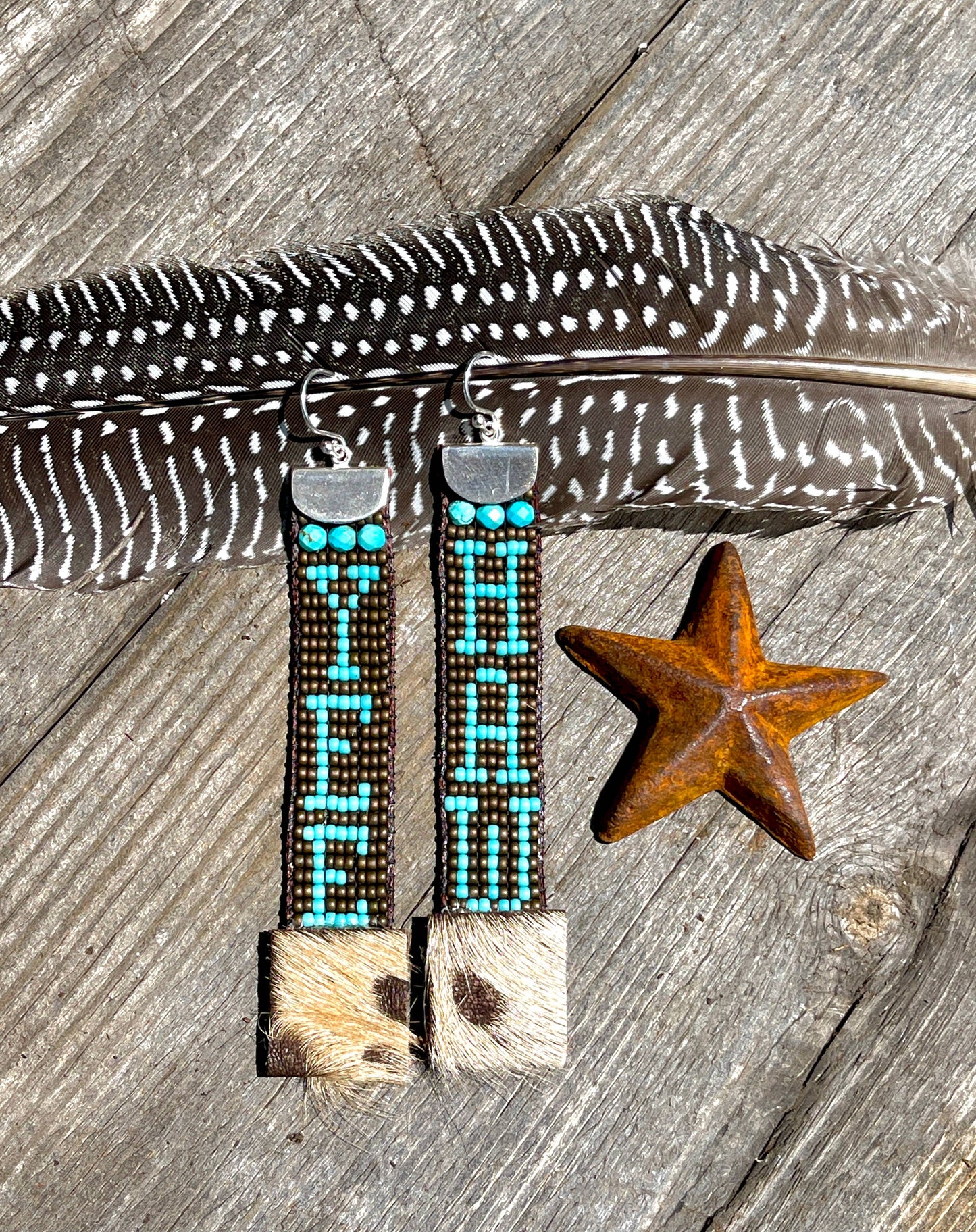 AA Western Loomed Gemstone Earrings; YEE HAW