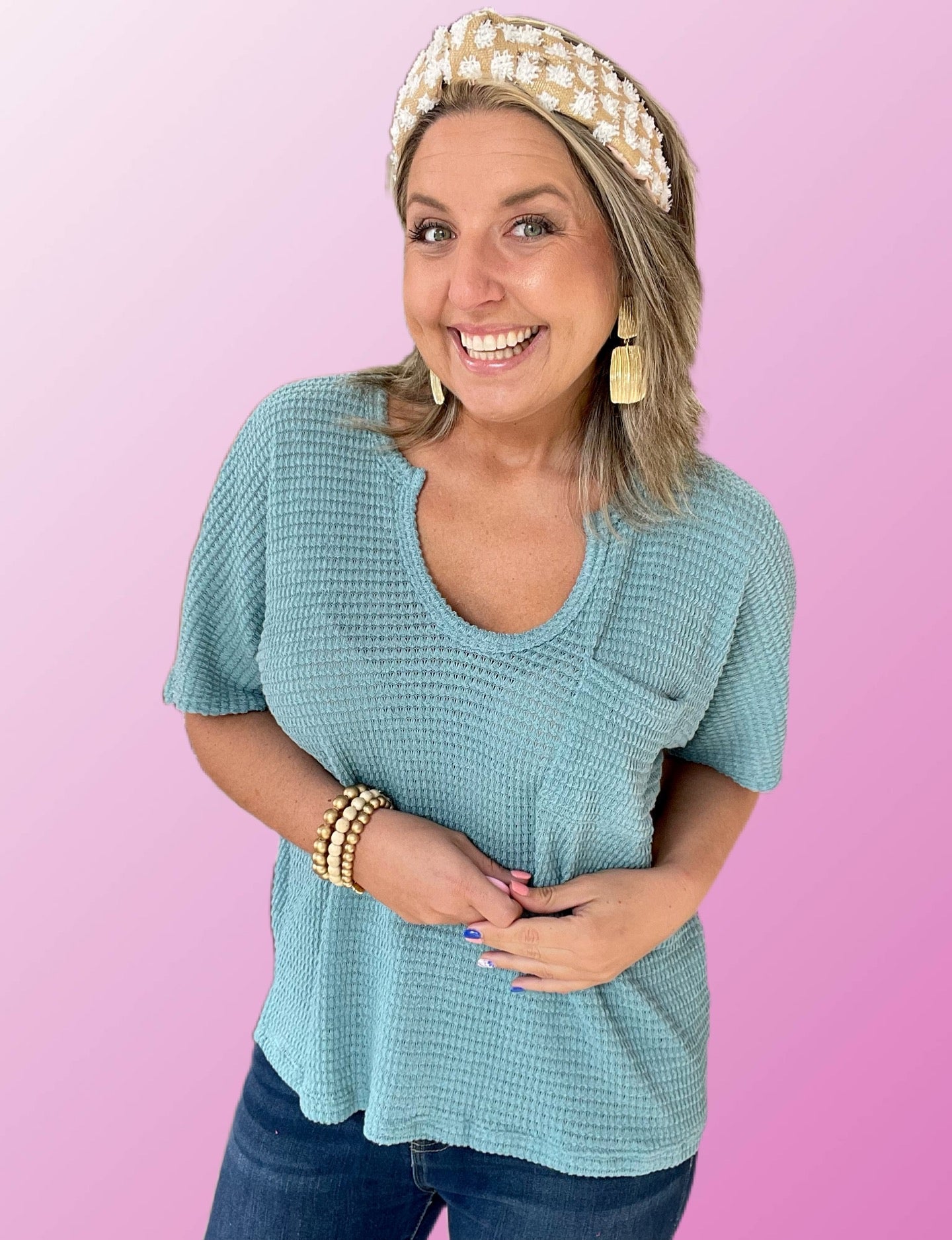 shades of spring lightweight sweater, teal | plus