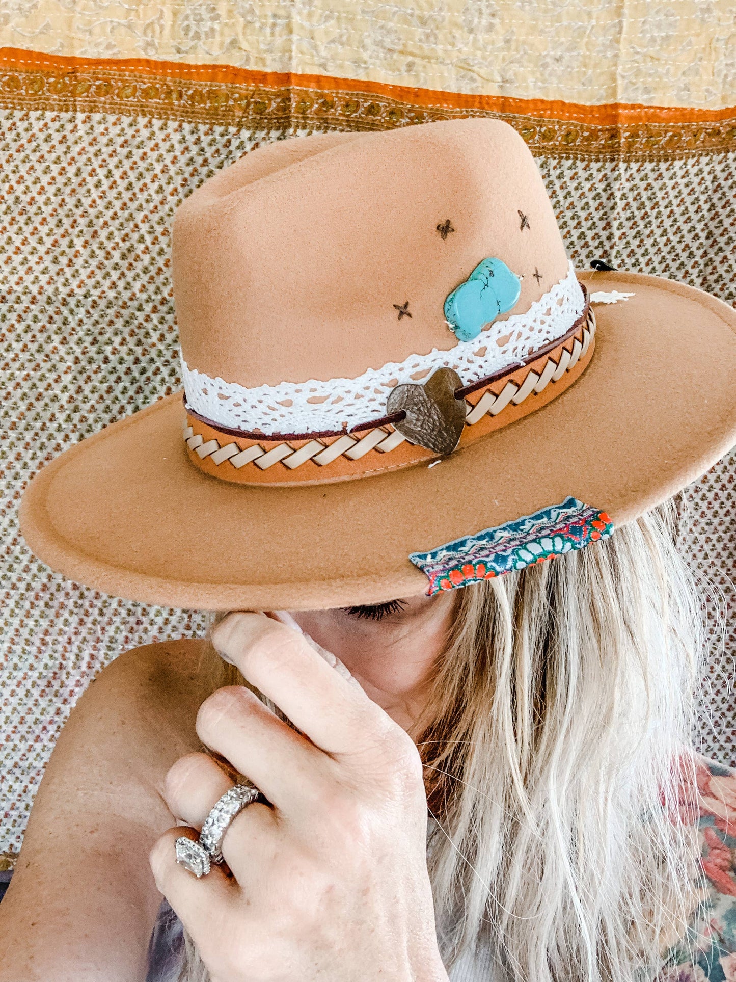 Wandering Turquoise Heart w Embellished Charms Hat Band