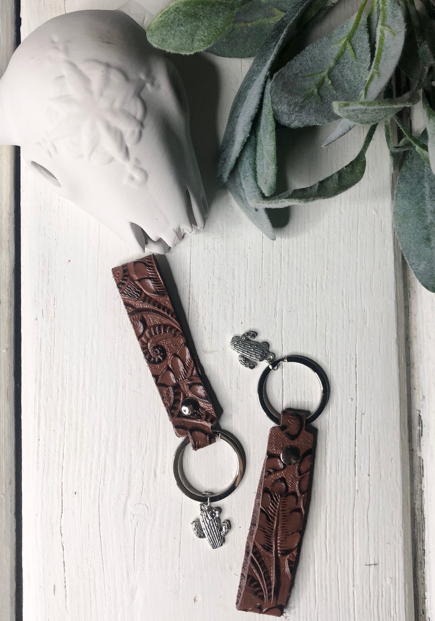 Tooled Leather Keychains