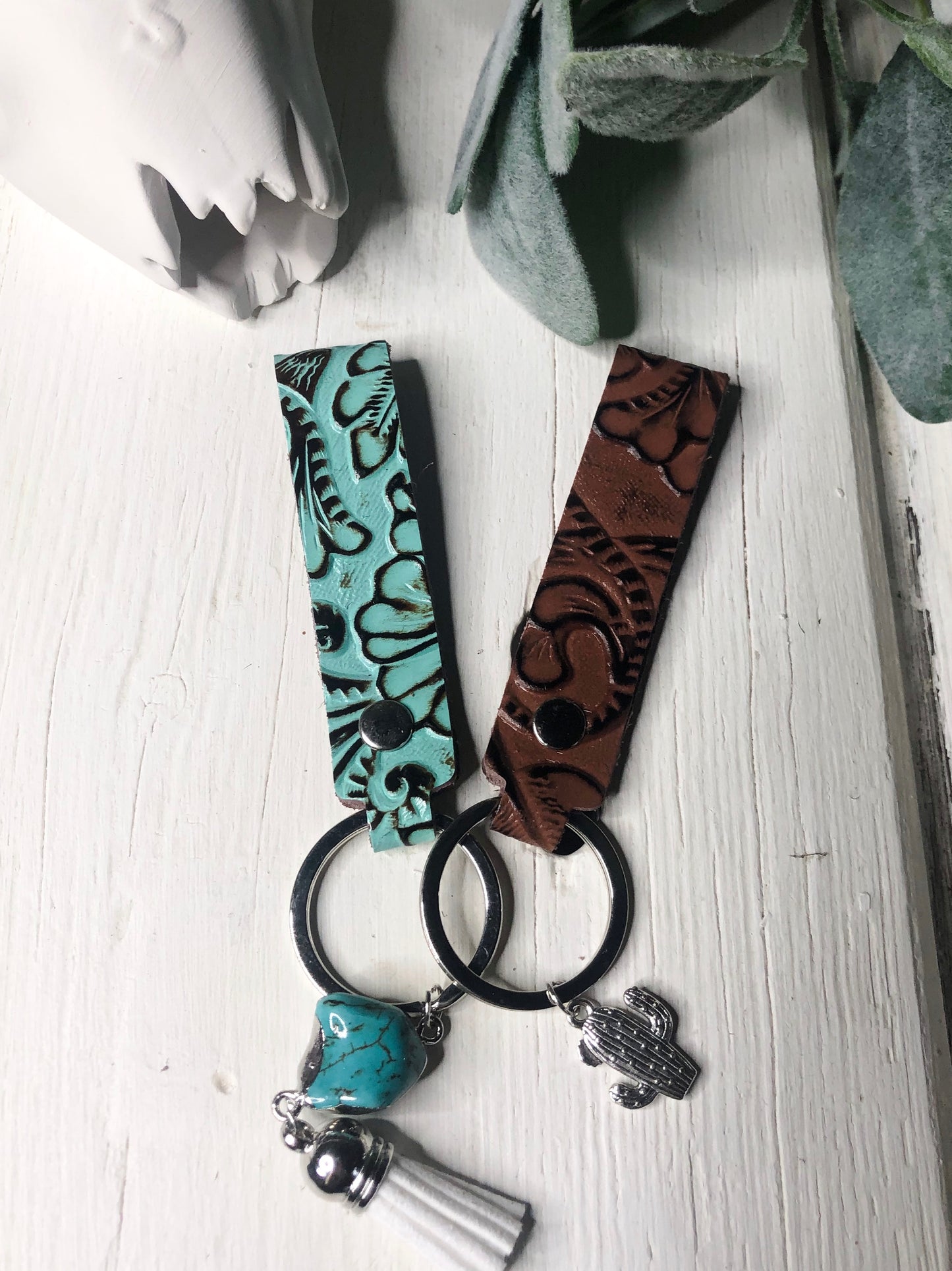 Tooled Leather Keychains