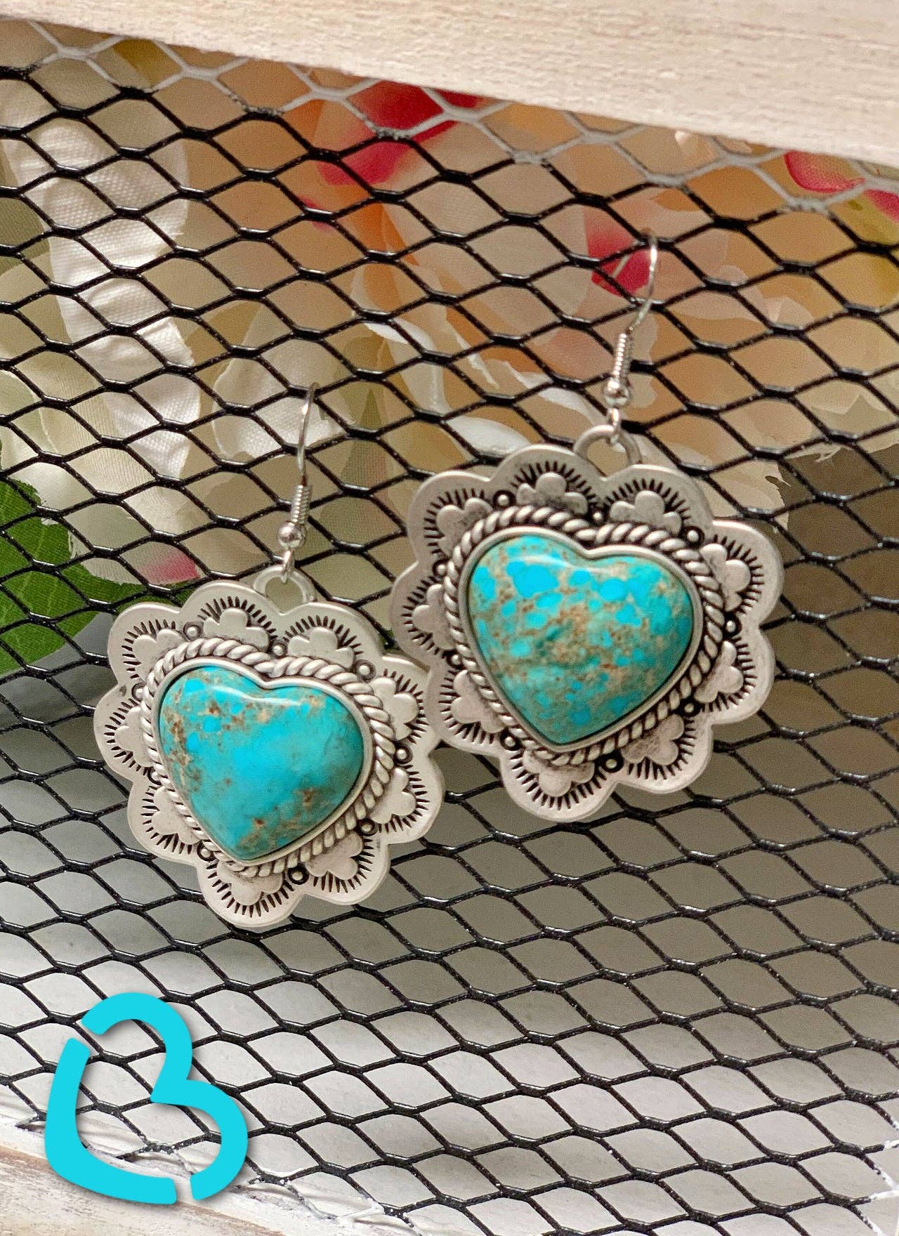 Any Man Of Mine Heart Earrings in Turquoise