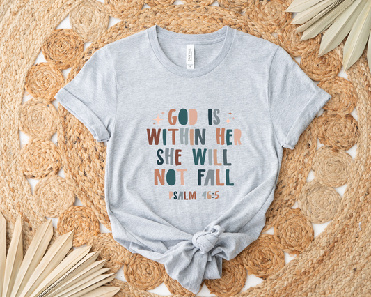 God Is Within Her Ash Grey Graphic Tee