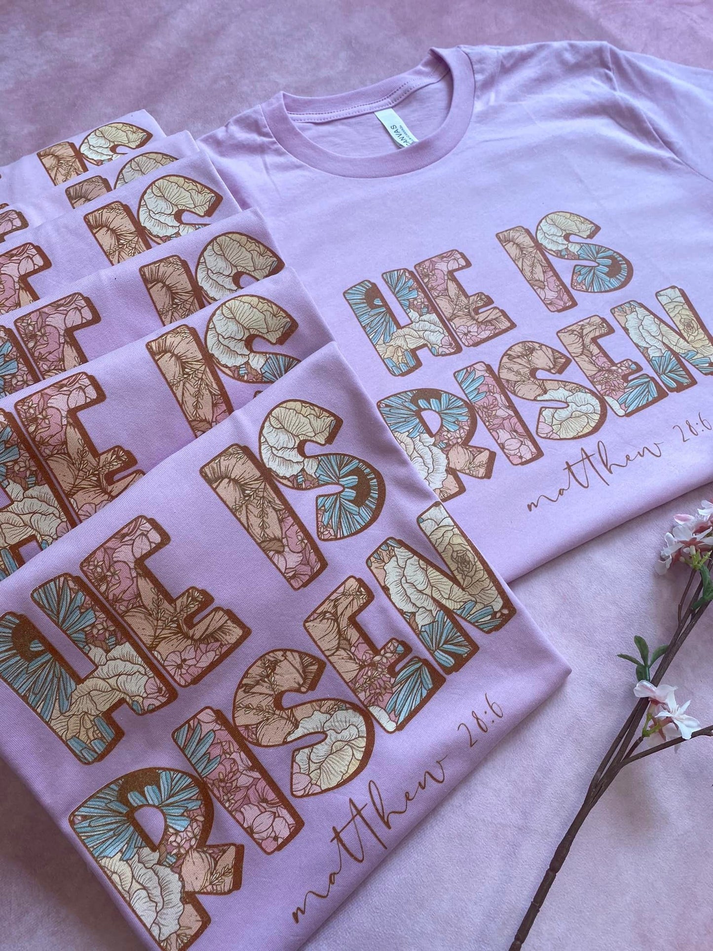 He Is Risen Lilac Graphic Tee